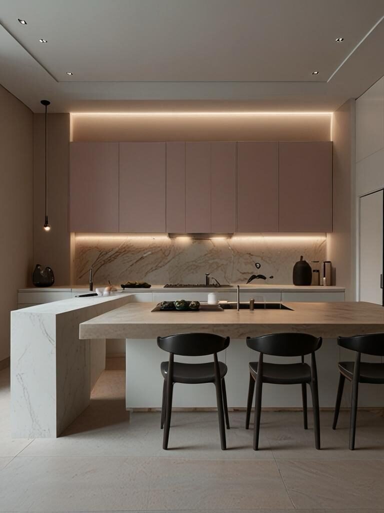 Visualización de cocina en estilo oscuro