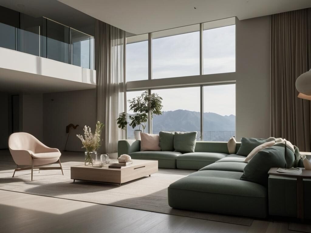 Visualización de living con vista a las sierras