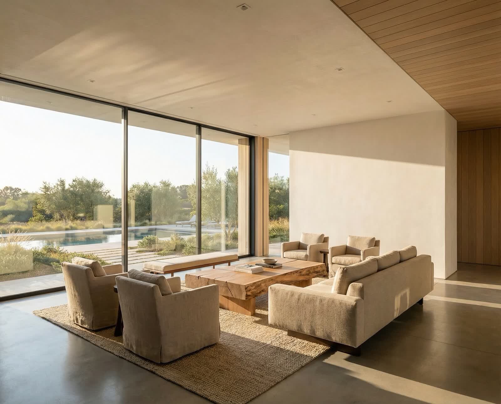 Visualización de living con luz natural