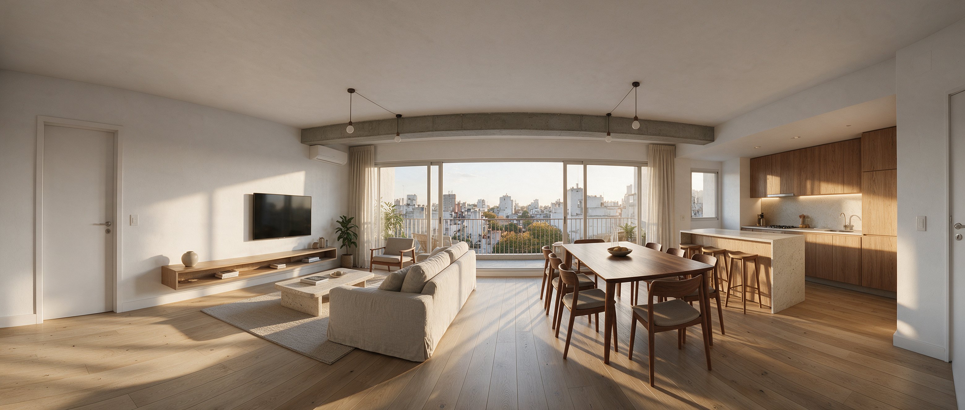 Living de un proyecto en render, que se recorre en 360